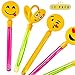 Toyrifik 12” Giant Bubble Wand with Emoticon Clapper, Bulk 12 Big Bubbles Wands Pack (1 Dozen)- for Kids, Summer, Outdoor Activity, Party Favor, Toys, Pool