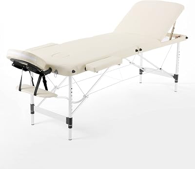 Panana Portable Massage Table 60cm 3 Section Aluminum Spa Bed - Beige