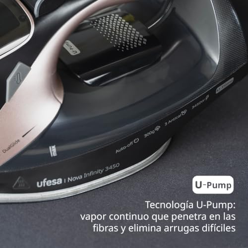 Dampfbügeleisen Nova Infinity 3450W, Dampfstoß 300 g, Dauerdampf 70 g/min, DualGlide-Keramiksohle, 3-in-1-Antikalksystem, Tropfstopp, automatische Abschaltung, 350 ml Tank, vertikales Bügeln