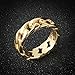 HZMAN Mens Stainless Steel 7mm Wide Band Cuban Link Chain Ring, Silver Gold Black (Gold, 6)
