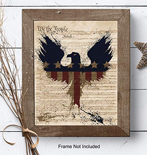 American Patriotic 4th of July 8x10 Wall Art Print - Vintage Memorial and Veterans Day Decor