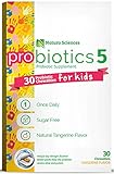 Naturo Sciences, Childrens Chewable Probiotic, Kids Digestive Immune Defense Probiotics, Nitrogen Filled Blister Packs for Best Product Freshness, 30 One a Day Tabs Sugar Free Natural Tangerine Favor