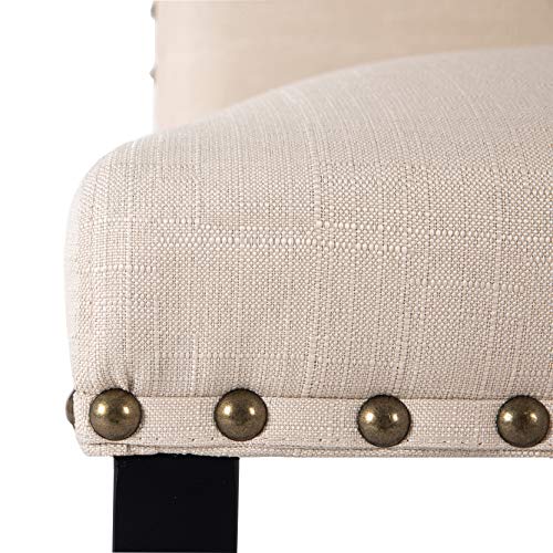 GOTMINSI Nailhead 24" Counter Height Stools Upholstered Bar Stools with Solid Wood Legs, Set of 2 (Beige)