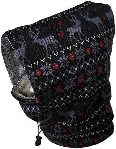 Black Hood Neckwarmer Faux Fur for Adult , Kids Ski Motor Snowboarding (Kids)
