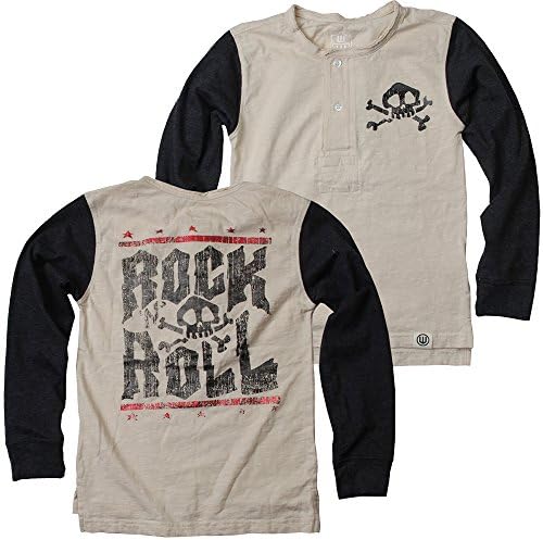 Wes and Willy Big Boys' Slub Rock N Roll Henley in Off-White S/8yr