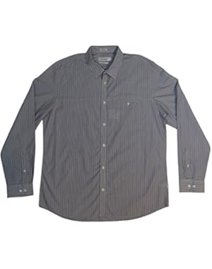 Calvin Klein Long Sleeve Button-Down Striped Slim Fit Shirt (Prospero Purple, Large)