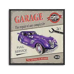 Framed Canvas Wall Art for Living Room, Bedroom Vintage Garage Canvas Prints for Home Decoration Ready to Hanging - 16x16 inches