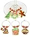 Christmas Wine Charms (Set of 6) - Great for Holiday Parties, Perfect to Identify your Wine Glass - Modern Vino
