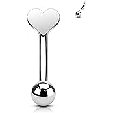 COCHARM Titanium Heart Star Moon Rook Spike Piercing Jewelry 16g, Surgical Steel Rook Earrings for Women Man, Silver Vertical Labret Jewelry, 8mm Spike Eyebrow Piercing Jewelry