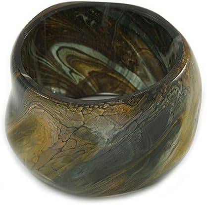 Avalaya Chunky Wide Dark Olive Green Resin Bangle Bracelet - 20cm L/Large, olive, dark green - Image 4