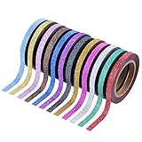 Outus 24 Pieces Washi Tapes Glitter Crafting Tape Art Tapes Masking Tape for Arts Crafts and DIY, 12 Colors