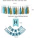 1st Birthday Boy Decorations kit- Complete One Year Party Decoration- First Birthday boy Giant Number One Balloon- Blue Happy Birthday Banner- Latex and Star Foil Balloons- Hanging Swirls-