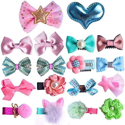 Barrettes for Girls Yazer Boutique Unique Mix Style Bow-knot Hair Clip Set with Elegant Gift bags for Baby Girls Kids Toddlers (10Pink&amp;9Green)