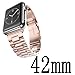 Fwheel Compatible With Apple Watch Band 42mm&44mm,Stainless Steel Replacement Watch Band With Double Button Folding Clasp Compatible With Apple Watch Series 1 2 3,4,Sport,Edition(Rose Gold 42mm)