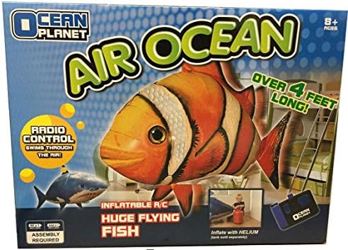 Remote Radio Control RC Air Swimming Clownfish - Huge Floating Flying Fish Animal Balloon - Fun Indoor Toy For Kids And Adults - Huge Durable Nylon Fish Body