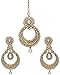 Bindhani Wedding Head Jewelry Indian Pakistani Long Kundan Maang Tikka Earrings Set For Women