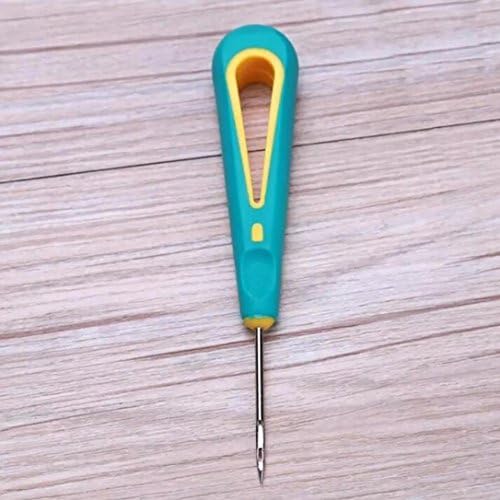 Curved Upholstery Hand Sewing Needles with Drilling Awl and Thimble for Shoes Repair Steel Sticher Awl Crochet Hook Tool (C)