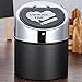 OILP Large Black Cigarette Ashtray With Lid for Outdoor Indoor,Metal Ashtray for Home Office KTV Restaurants Bars Car(Smoking Time)-Black