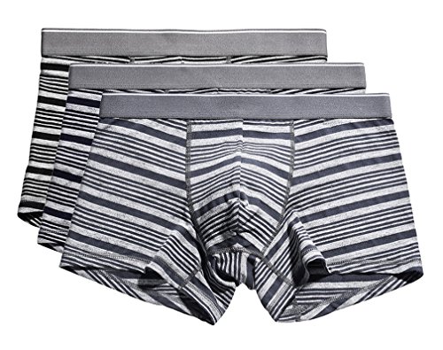 YVWTUC Mens Stripe Underwear 3-Pack Cotton Breathable Boxer Briefs