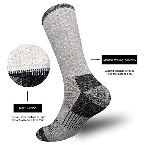 GKX Men's Merino Wool Moisture Wicking Outdoor Hiking Heavy Duty Work