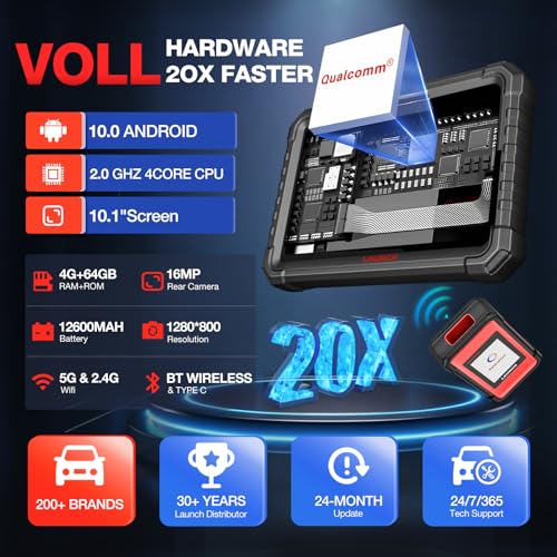 LAUNCH X431 PRO3S+ Elite SmartlinkC2.0 Car Diagnostic Case with CANFD/DOIP/J2534 Bi-Directional Topology OE, Car Diagnosis with 60+ Reset ECU Coding AutoAuth FCA Guide V.A.G