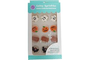 HOMANKIT Edible Candy Halloween Pumpkin Ghost Tombstone Bats Dessert Sprinkles Party Cookie DIY Cake Cupcake Topper Icing Frosting Decoration Halloween Supplies