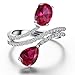 Caperci Sterling Silver Bypass Cubic Zirconia and Created Ruby Ring