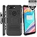 OnePlus 5T Case with Tempered Glass Screen Protector,IDEA LINE(TM) Heavy Duty Armor Shock Proof Dual Layer Holster Locking Belt Swivel Clip with Kick Stand - Black