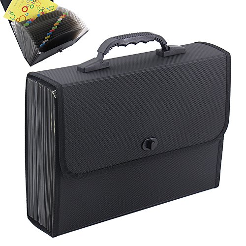 Oak-Pine 26 Pockets Expanding File Folder - Large Plastic A4 US Letter Size Expandable File Organizer Self Document Accordion File Folder Wallet Briefcase Business Filing Box with Handle - Thumbnail 6