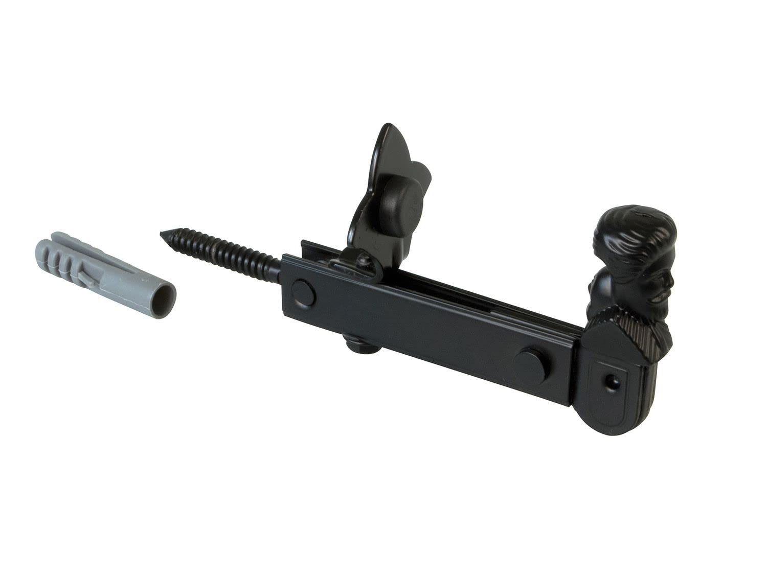 Amig - Decorative Window Shutter Bracket Mod.6 | Dimensions: 157 x 60 mm | Forge Style Safety Anchor | Prevents Bumps and Scratches | Black Epoxy Finish