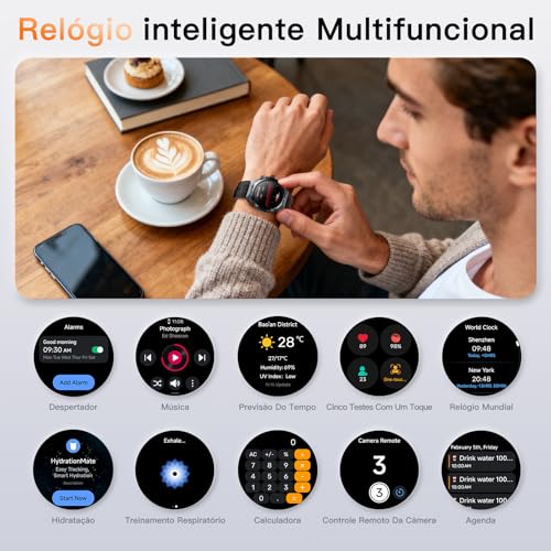 Relógio Smartwatch Kieslect AI 1,46" AOD GPS Relógio Bluetooth Chamadas sem atrasos Smart Watch para homens Mostrador de vídeo Bateria com duração de 14 dias Resistente à água 5ATM