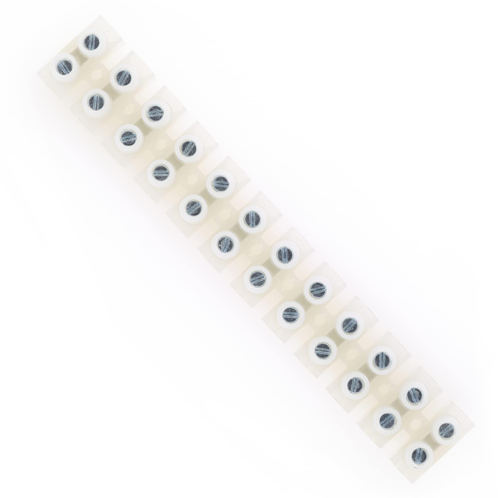 15A Amp Terminal Block, 12 Way Electrical Terminals, Clear Polyethylene Electrical Connector Strips, Chocolate Chock Blocks for Wire Connecting/Joining Cables, Dual Row 12 Piece Position Wire