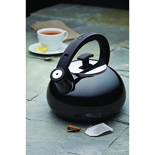 Anolon Allume Teakettles 2-Quart Enamel on Steel Teakettle, Onyx