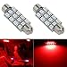 Partsam 2Pcs 42mm 211-2 212-2 578 LED Bright 12-3528 Chipsets 1.65 inches Interior Map Dome Lights Red