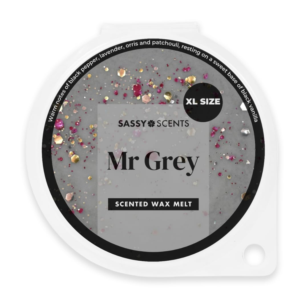 Sassy Scents Mr Grey Wax Melts | Up to 108 Hours Burn Time | Made in the UK | 70g XL