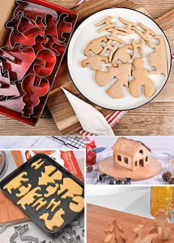 Christmas 3D Type Cracker Cookie Mold, Stainless Steel Cookie Cutter Set of 8, Biscuit Cutters Candy Making Mold, Kitchen DIY Supplies for Fondant, Candy, Cookie and Cake Decorating Tools - Thumbnail 5