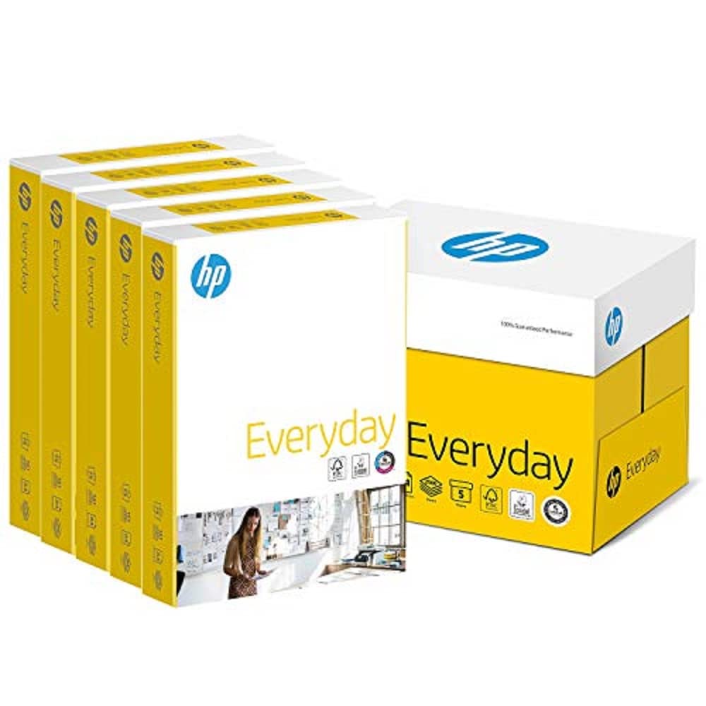 HP Printer Paper, Everyday A4 Paper, 210x297mm, 75gsm, 5 Ream Carton, 2500 Sheets - FSC Certified Copy Paper, White