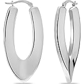 LeCalla 925 Sterling Silver Chunky Hoop Earrings | Italian Design Shrimp Earring | Lightweight Classic Click-Top Earring Hoops for Women
