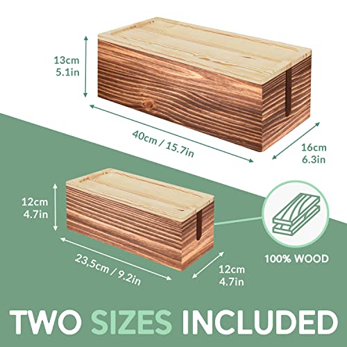NATURE SUPPLIES Wood Cable Management Box Dark Brown [Set of Two