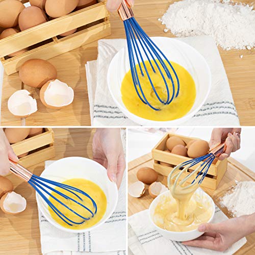 COOK WITH COLOR Silicone Whisks for Cooking, Stainless Steel Wire Whisk
