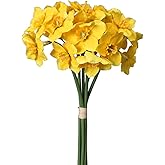 Tinsow Artificial Daffodil Flowers 15.8 Inches Narcissus Spring Flower Fake Silk Flower Arrangement for Home Wedding Decor (Yellow, 12)