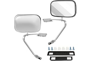 ECCPP Towing Mirrors Replacement fit 1980-1992 For Ford for F150 for F250 for F350, 1993 1995 for F150 for F350,1994 for F350 Chrome Manual Pair Truck SUV Pickup Mirrors Plastic