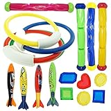 JOYIN Underwater Swimming/Diving Pool Toy Rings (4 pcs) , Diving Sticks (4 pcs) and toypedo bandits(4 pcs) with Under Water Treasures Gift Set Bundle