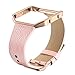 bayite Leather Bands with Frame for Fitbit Blaze Genuine Leather Straps Replacement for Fitbit Blaze Smart Fitness Watch Women Men Pink