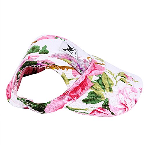 Cade Dog Hat -Flower Pattern Nylon Baseball Cap/ Dog Hats / Visor Cap with Ear Holes for Small Dogs (Floral Print) - Thumbnail 3