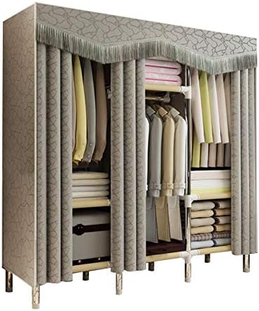 Hmeigui 布ワードローブ ポータブル衣類クローゼット ポリエステル生地 クローゼット整理システム ファスナー開閉 ワードローブ