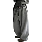 GORGLITTER Women's Baggy Sweatpants Y2K Drawstring High Waisted Loose Long Pants with Pockets