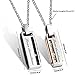 Couples Necklace with Rectangle Titanium Stainless Steel Pendant,His & Hers Matching Set Lovers Gift(Love Devotion)
