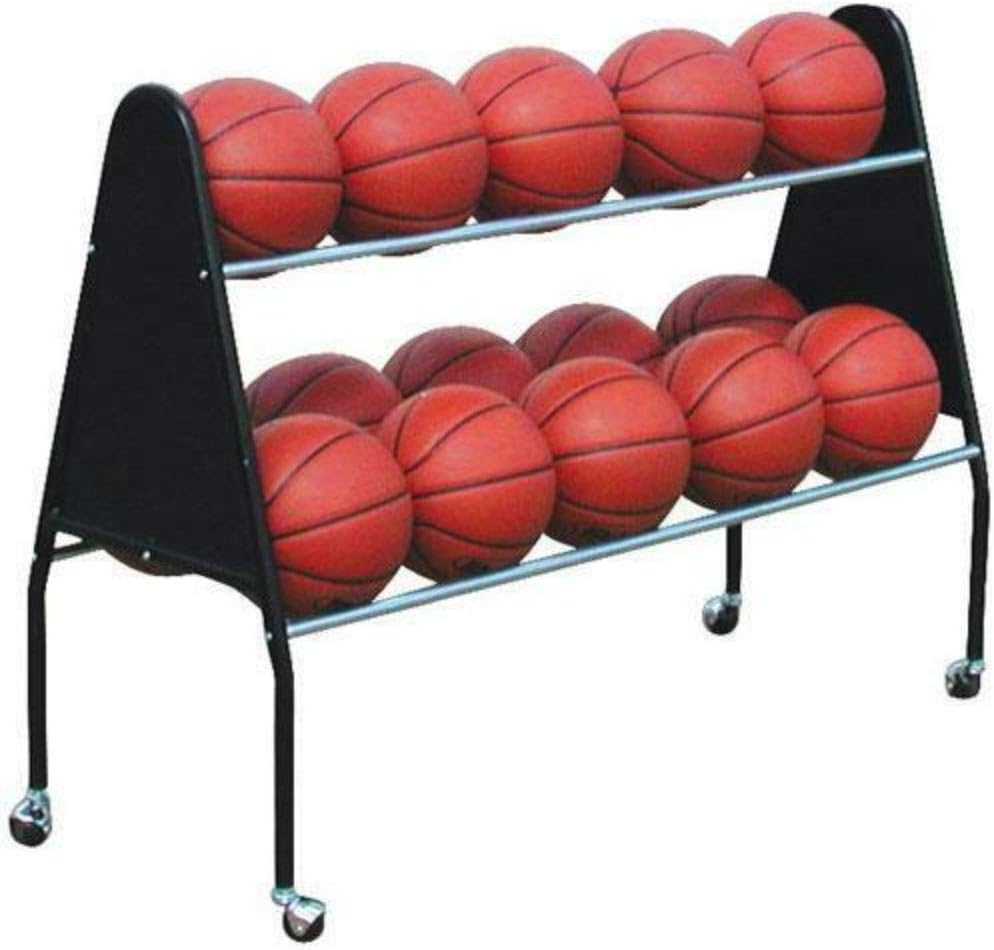 Basketball Storage Rack Hold 15 Ball Cart Chrome Volleyball