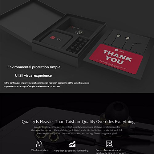 in-Ear HiFi Earphones, UiiSii T8S Triple Driver Earbuds Noise Reduction and Deep Bass with Mic Volume Control for Smartphones (Black)